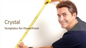  Presentation with renovation - Amazing theme having handsome man with ruler renovation backdrop and a cream colored foreground