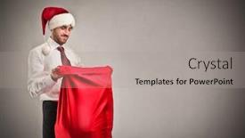  Presentation with hat - Amazing slide deck having handsome-man-with-santa-hat backdrop and a light gray colored foreground