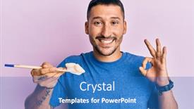  Presentation with eating - Audience pleasing PPT layouts consisting of handsome-man-with-tattoos-eating backdrop and a teal colored foreground