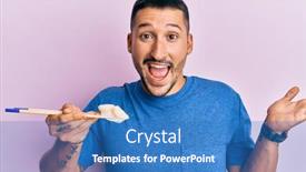  Presentation with eating - PPT layouts having handsome-man-with-tattoos-eating background and a teal colored foreground