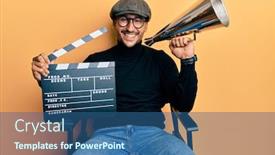  Presentation with video - PPT theme featuring handsome-man-with-tattoos-holding background and a ocean colored foreground