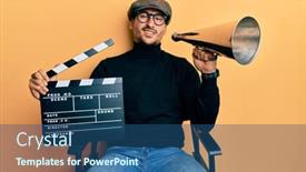  Presentation with video - PPT theme consisting of handsome-man-with-tattoos-holding background and a ocean colored foreground