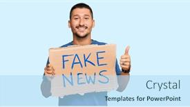  Presentation with fake news - Colorful PPT theme enhanced with handsome-man-with-tattoos-holding backdrop and a light blue colored foreground