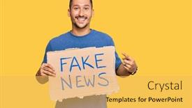  Presentation with fake news - Audience pleasing presentation theme consisting of handsome-man-with-tattoos-holding backdrop and a yellow colored foreground