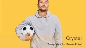  Presentation with soccer drils - Audience pleasing slide deck consisting of handsome-man-with-tattoos-holding backdrop and a yellow colored foreground