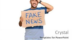  Presentation with fake news - Amazing slides having handsome-man-with-tattoos-holding backdrop and a white colored foreground