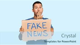  Presentation with fake news - Colorful presentation design enhanced with handsome-man-with-tattoos-holding backdrop and a sky blue colored foreground