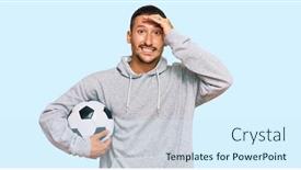  Presentation with soccer - Audience pleasing slide deck consisting of handsome-man-with-tattoos-holding backdrop and a cool aqua colored foreground