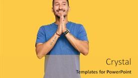  Presentation with praying hands - Amazing presentation theme having handsome-man-with-tattoos-wearing backdrop and a yellow colored foreground