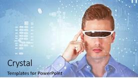  Presentation with mother board - Beautiful presentation featuring handsome man with virtual video backdrop and a  colored foreground