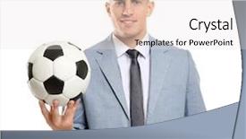  Presentation with ball bearing on a white - Colorful presentation theme enhanced with handsome manager with soccer ball backdrop and a sky blue colored foreground