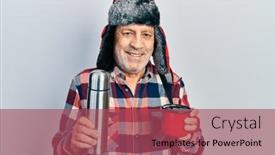  Presentation with handyman - Slide set with handsome-mature-handyman-wearing-winter background and a violet colored foreground