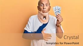  Presentation with cervical - Audience pleasing PPT theme consisting of handsome-mature-injured-man-wearing backdrop and a yellow colored foreground