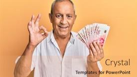  Presentation with israel - Slide set with handsome-mature-man-holding-20 background and a coral colored foreground