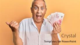  Presentation with psychology holding a brain - Presentation theme consisting of handsome-mature-man-holding-20 background and a coral colored foreground