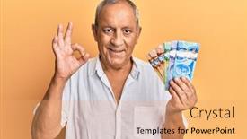  Presentation with canadian - Colorful presentation enhanced with handsome-mature-man-holding-canadian backdrop and a coral colored foreground