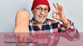  Presentation with fresh man chemistry - Theme consisting of handsome-mature-man-holding-healthy background and a  colored foreground