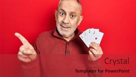  Presentation with playing cards - PPT theme consisting of handsome-mature-man-playing-poker background and a  colored foreground