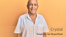  Presentation with teeth - Presentation theme consisting of handsome-mature-man-wearing-casual background and a yellow colored foreground