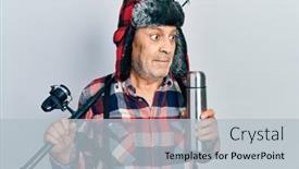  Presentation with fisherman - Theme consisting of handsome-mature-man-wearing-fisherman background and a light blue colored foreground