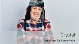  Presentation with winter - Beautiful PPT theme featuring handsome-mature-man-wearing-winter backdrop and a light gray colored foreground