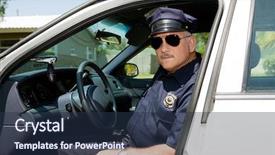  Presentation with police - Slide set having handsome mature police officer background and a tawny brown colored foreground