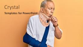  Presentation with cervical - Colorful presentation design enhanced with handsome-mature-senior-man-wearing backdrop and a yellow colored foreground