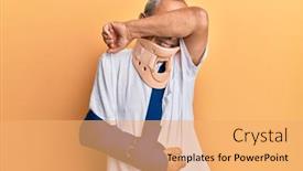  Presentation with cervical - Colorful presentation design enhanced with handsome-mature-senior-man-wearing backdrop and a yellow colored foreground