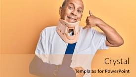  Presentation with cervical - Presentation design enhanced with handsome-mature-senior-man-wearing background and a coral colored foreground