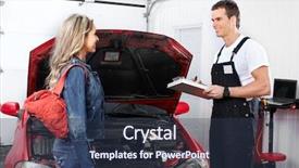  Presentation with mechanic repair - PPT theme having fuel stations safety - handsome mechanic working in auto background and a tawny brown colored foreground