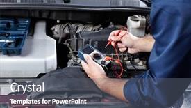  Presentation with mechanic repair - Colorful PPT layouts enhanced with handsome mechanic working in auto backdrop and a gray colored foreground