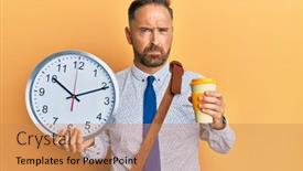  Presentation with drinking problem - Slide set featuring handsome-middle-age-business-man background and a coral colored foreground