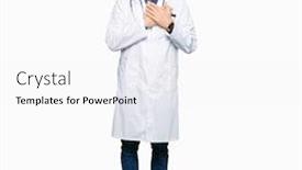  Presentation with medical smiling doctor - Slides with handsome middle age doctor man wearing medical coat smiling with hands on chest with closed eyes and grateful gesture on face health concept background and a white colored foreground