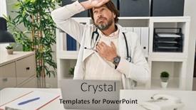  Presentation with flu virus - Presentation theme consisting of handsome-middle-age-doctor-man background and a  colored foreground