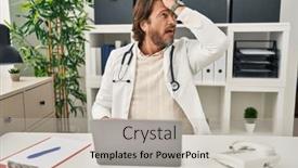  Presentation with memory - Presentation theme with handsome-middle-age-doctor-man background and a  colored foreground