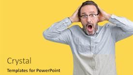  Presentation with elegant man in glasses optics - Presentation enhanced with handsome middle age elegant senior man wearing glasses over isolated background crazy and scared with hands on head afraid and surprised of shock with open mouth background and a yellow colored foreground