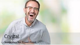  Presentation with elegant man in glasses optics - Amazing PPT theme having handsome middle age elegant senior backdrop and a  colored foreground