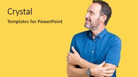  Presentation with elegant 50th anniversary - Audience pleasing presentation theme consisting of handsome middle age elegant senior backdrop and a yellow colored foreground