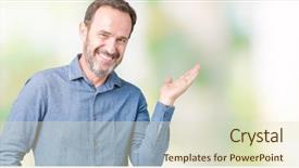  Presentation with hand palm - Cool new presentation theme with handsome middle age elegant senior backdrop and a  colored foreground
