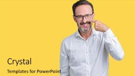  Presentation with nose - Slide set having handsome middle age elegant senior background and a yellow colored foreground
