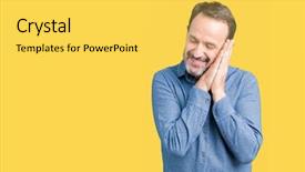  Presentation with joint venture hand together - Slide deck enhanced with handsome middle age elegant senior background and a  colored foreground