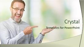  Presentation with elegant man in glasses optics - Audience pleasing slide deck consisting of handsome middle age elegant senior backdrop and a  colored foreground