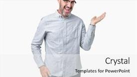  Presentation with elegant man in glasses optics - Audience pleasing theme consisting of handsome middle age elegant senior backdrop and a white colored foreground