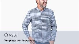  Presentation with elegant - Audience pleasing PPT theme consisting of handsome middle age elegant senior business man wearing glasses over isolated background looking away to side with smile on face natural expression laughing confident backdrop and a light blue colored foreground