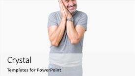  Presentation with closed - Beautiful slides featuring handsome middle age hoary senior backdrop and a white colored foreground