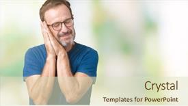  Presentation with closed - Beautiful slide deck featuring handsome middle age hoary senior backdrop and a soft green colored foreground