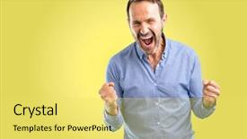  Presentation with energy power - Slide set featuring handsome middle age man happy background and a yellow colored foreground