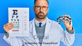  Presentation with optometry - Slide set with handsome-middle-age-man-holding background and a light blue colored foreground