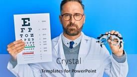  Presentation with optometry - Presentation consisting of handsome-middle-age-man-holding background and a light blue colored foreground