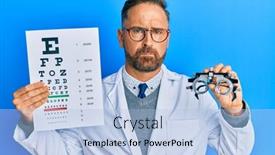  Presentation with optometry - Presentation having handsome-middle-age-man-holding background and a light blue colored foreground
